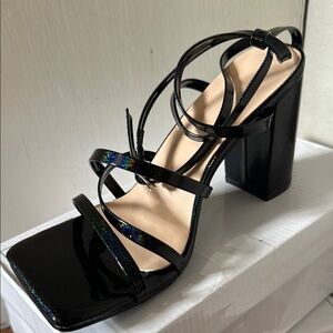 SHEIN Black Strappy Block Heel Sandals